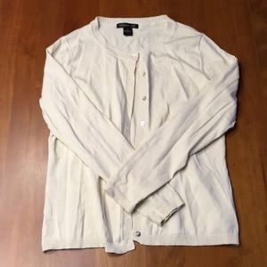 White cardigan sweater